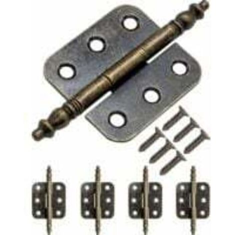 Furniture Hinge, Set of 5 Antique Iron Metal Hinges, Retro Style, 70 x 35 mm, Bronze (1/4)