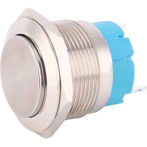 Lot de 2 interrupteurs à bouton-poussoir momentanés étanches en métal, tête haute, 2 broches, trou de montage de 22 mm (1/5)