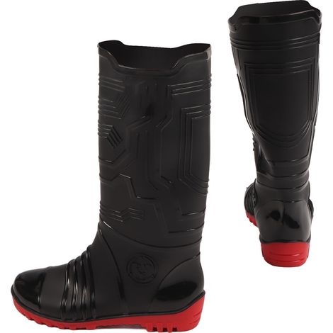 Bottes de pluie pour homme, imperméables, respirantes, résistantes à l'usure, antidérapantes, avec semelle extérieure en peluche, noires à semelle rouge, pointure 41. (1/5)