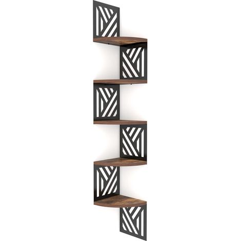 5 Étagères d'angle Murale en Bois en Forme de Secteur, Étagère Murale avec Un Design de Sculptur à Poser La Chambre, La Cuisine, Le Bureau (1/5)