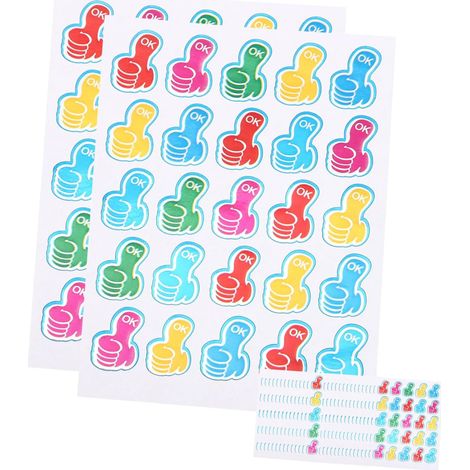 Pegatinas de recompensa escolar "Pulgares arriba" de 1,5 x 2,2 cm. Pegatinas decorativas de papel de aluminio para recompensas educativas para niños y niñas en el aula y la oficina. (1/5)