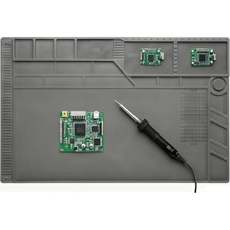 Kaisiking S180 Grand tapis de travail de réparation magnétique en silicone résistant à la chaleur 500 °C pour soudure, électronique, réparation de téléphone portable, pistolet à souder BGA, protection (1/5)
