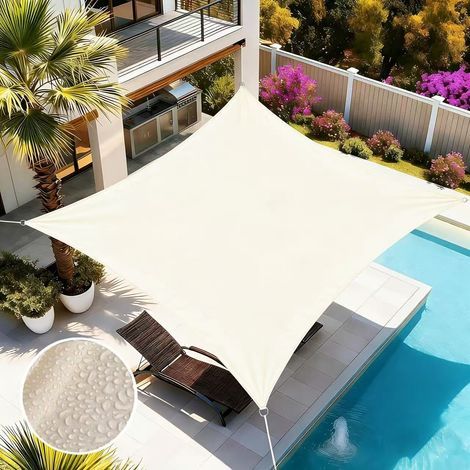 Wasserdichte Plane und Sonnenschutz - 34 m, 98% UV-Schutz, wärmeisolierende Markise für Terrasse, faltbare, regendichte Markise, beige. (1/5)