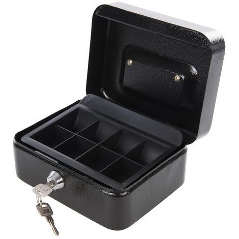 Silverline Metal Cash &amp Valuables Box Keyed - 165 x 128 x 80mm