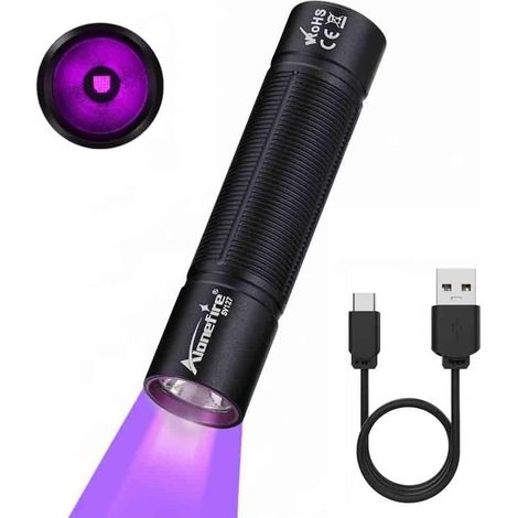 SV127 UV-LED-Taschenlampe (395 nm), klein, USB-C-aufladbar, Mini-UV-Schwarzlicht, Urindetektor für Harz, Angeln, Skorpione, Mineralien, Bernstein, mit eingebautem Akku (1/5)