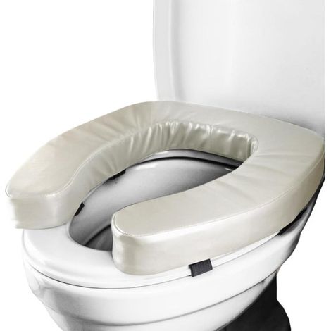 Rehausseur de WC - WC confort - Utilisation autonome des toilettes - Revêtement PVC imperméable - 40 x 38 cm - Gris (1/5)