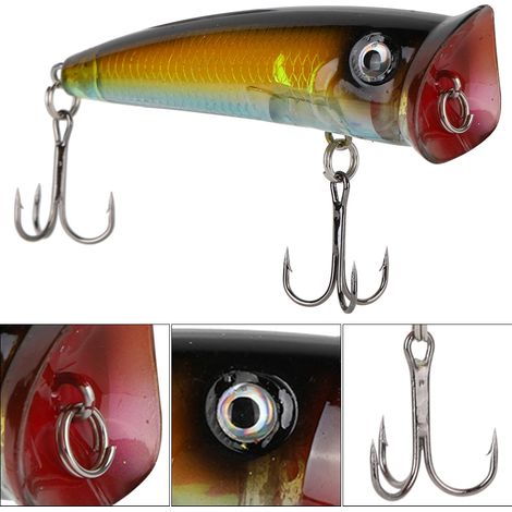 Leurre flottant popper 7cm, appât de pêche artificiel en plastique dur, leurre réaliste pour carnassiers (taille 4)