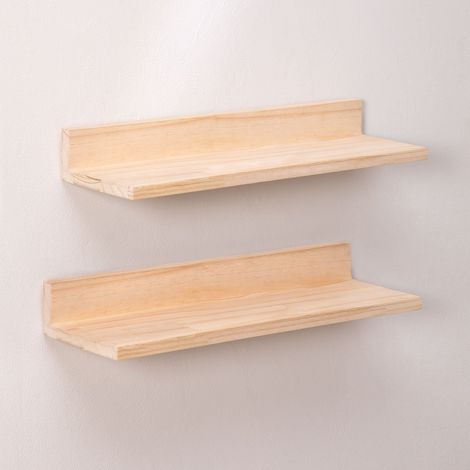 Set de 2 estantes de pared 60 cm en madera de pino Tydor SKLUM 60 cm (1/5)