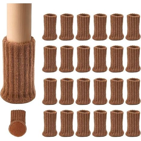 24 Paar rutschfeste gestrickte Möbelsocken für Stuhlbeine, verhindern Kratzer und reduzieren Geräusche, lassen sich leicht bewegen, braun (1/4)