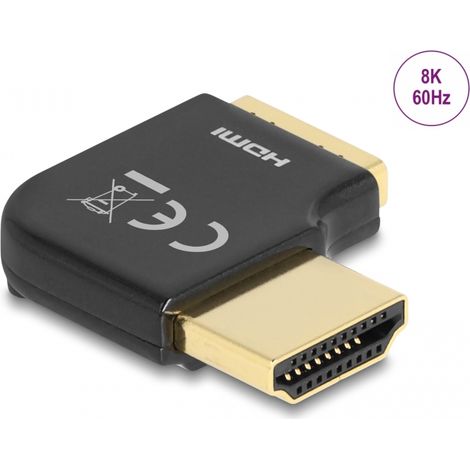 Delock Adaptador HDMI macho a hembra 90Â° acodado a la derecha 8K 60 Hz metal
