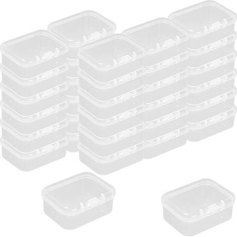 Lot de 32 Mini Boîte de Rangement, mini boîtes de rangement rectangulaires vides en plastique transparent avec couvercles à charnière pour Carte, Perle Minuscule(55 41 20m) (1/5)