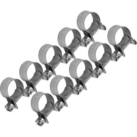 Lot de 10 mini colliers de serrage en acier inoxydable pour tuyaux de carburant, diamètres au choix : 6 à 20 mm. (1/5)
