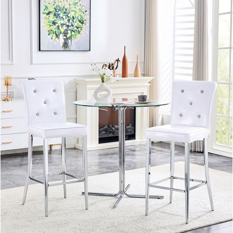 Chaise de bar lot de 2, PVC noir chromé HAVRYA (1/5)
