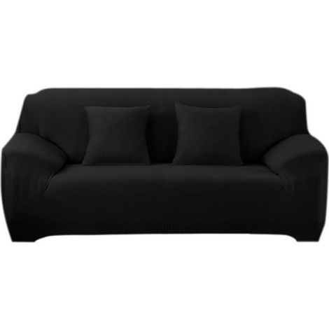 Housse de Canapé 3 Places avec Accoudoir Extensible - Pour clic-clac - Noir