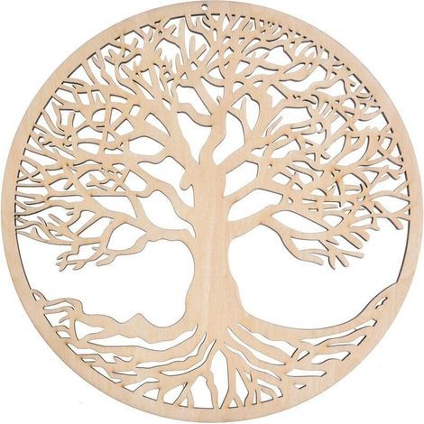 Décoration murale arbre de vie en bois massif – Sculpture intérieure et extérieure – Respectueuse de l'environnement – Pour méditation et bien-être (1/5)