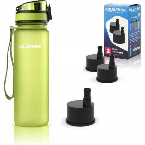 Bouteille filtrante Aquaphor City 500 ml + 3 filtres, verte (1/5)