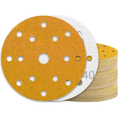 50 Disques Abrasifs 150mm Grain 40 - 15 Trous pour Ponceuse Excentrique (1/5)