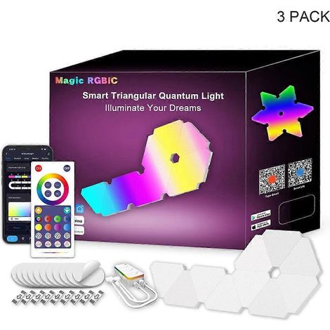 Lot de 3/6/10 lampes murales LED hexagonales avec éclairage d'ambiance Wi-Fi pour jeux vidéo et contrôle par application Bluetooth. (1/4)