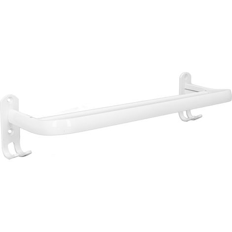 Porte-serviettes double en aluminium spatial antirouille avec crochets pour salle de bain, blanc (1/5)