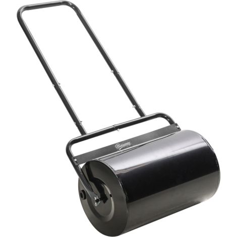 Rasenwalze mit U-Griff 32cm Durchmesser 38L Wasser oder 62kg Sand Metall Schwarz 57x32,5x107cm für perfekten Rasen 
On-Site