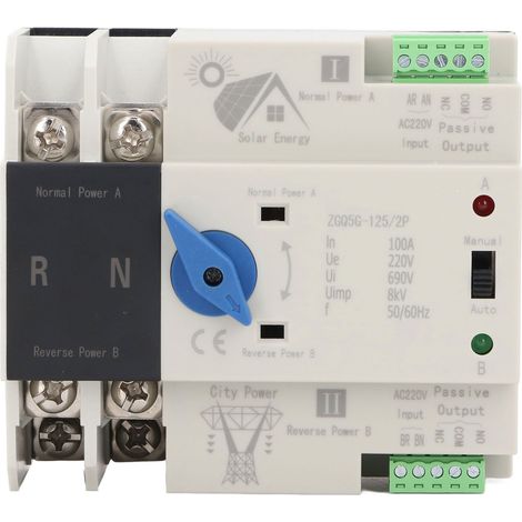 Commutateur de transfert automatique à double alimentation 2P 100A isolation solaire contrôleur de commutation rapide 220V (1/5)