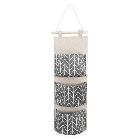 FuninCrea Sac de Rangement Suspendu avec des Poches, sac de Rangement Mural Pratique de Multicouche, sacs de Rangement en Coton et Lin Imperméable, sacs de Rangement Mural (Gris) (1/5)