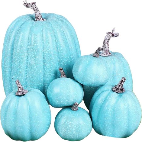 Citrouilles artificielles de différentes tailles, citrouilles en mousse, décoration de table rustique d'automne pour Halloween, Thanksgiving ou une étagère, 7 pièces (1/5)