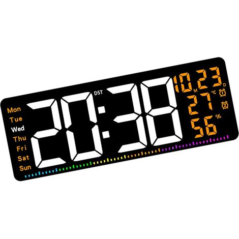 Horloge LED murale – Écran 16,5 pouces réglable avec RGB – Pour salon et étudiants (1/3)