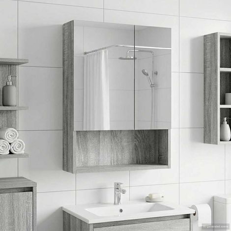 vidaXL Mobiletto per specchio da bagno Grigio Sonoma 50 x 14,5 x
