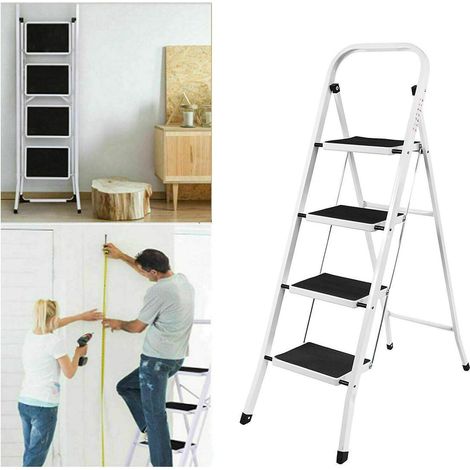 4 Stufen Klappleiter Trittleiter Klappbar Tragbare kompakte Leiter Rutschfeste Matte Einfache Aufbewahrung Stehleiter für Home Kitchen Office DIY 150 kg max Belastung