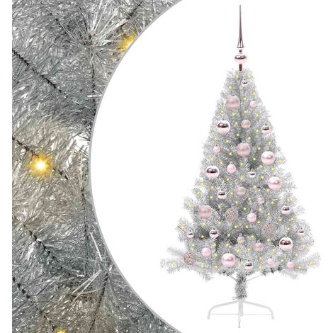 Artificial Pre-lit Christmas Tree Silver 120 cm PET vidaXL