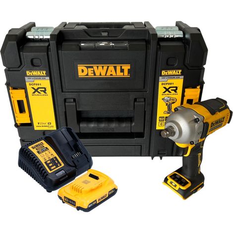 Llave de impacto sin cable DeWalt DCF 891 D1T 18 V 1084 Nm 1/2" sin escobillas + 1x batería recargable 2,0 Ah + cargador + TSTAK
