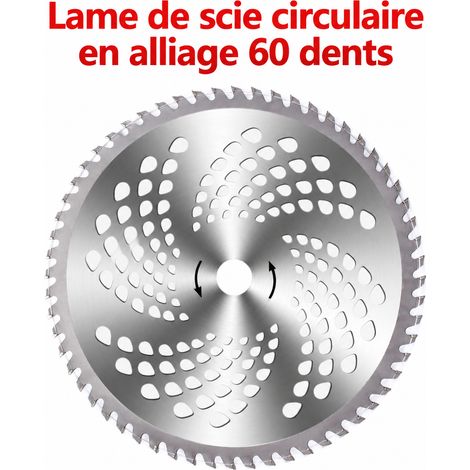 Lame Débroussailleuse Tête de lame en alliage 60T avec trous Acier au manganèse 2 Accessoire pour tronçonneuse thermique 400 g – Livraison gratuite