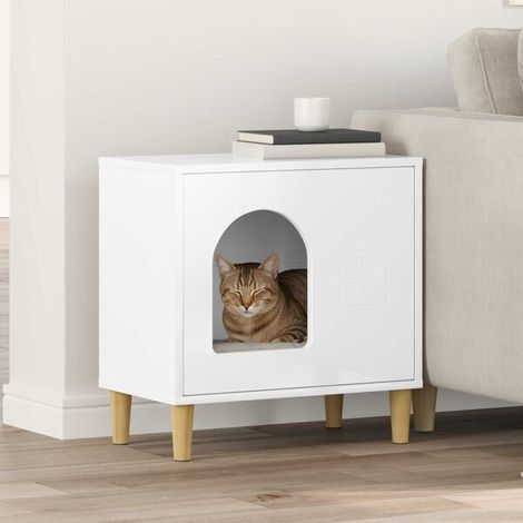 Maison pour chat blanche éclatante, 51 x 30 x 52 cm