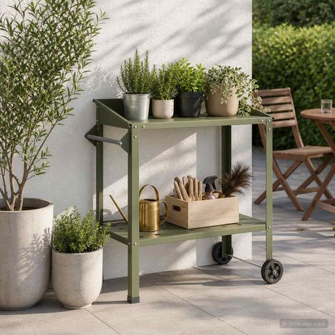 vidaXL Mesa de Trasplante con Ruedas 96 x 50 x 89 cm (1/5)