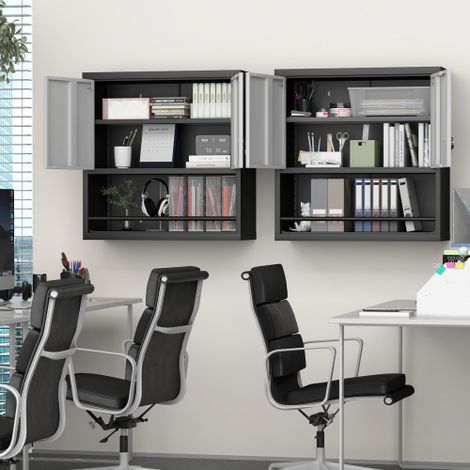Grande armoire de rangement métallique à 2 portes et étagères réglables — Meuble de rangement en acier pour cuisine, salon, salle à manger et bureau (1/5)