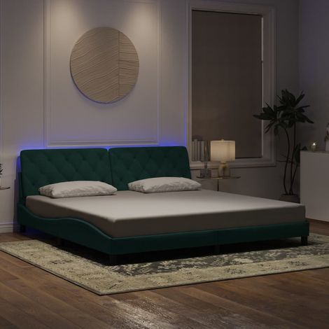 Estructura de cama con LED sin colchón terciopelo verde oscuro 200x200cm vidaXL (1/5)