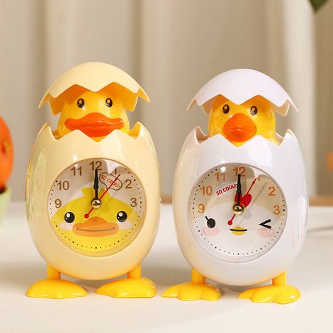 Lot2 Enfants,réveil Dessin animé Oeuf de Poule réveil Bureau pour Enfants décor à la Maison Blanc,Oeuf (1/5)