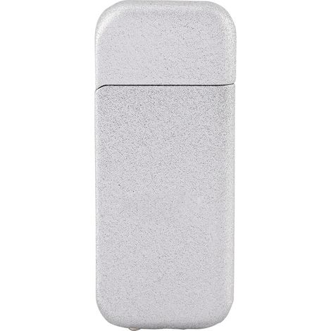 Briquet fin et sûr à flamme normale, rechargeable au butane, argenté (sans gaz).