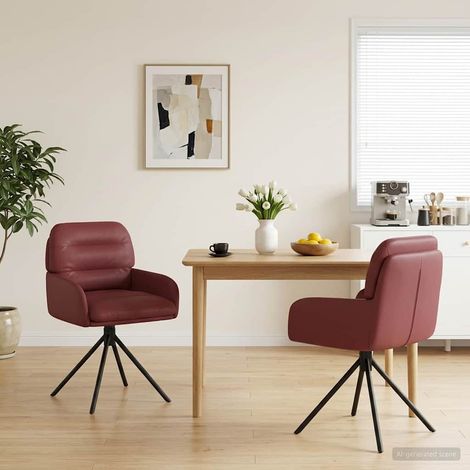 vidaXL Chaises de salle à manger pivotantes 2 pcs Simili cuir Bordeaux (1/5)