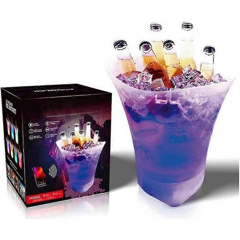 Seau à glace LED avec haut-parleur, seau à boissons lumineux pour fêtes, rafraîchisseur à vin, équipement événementiel (1/5)