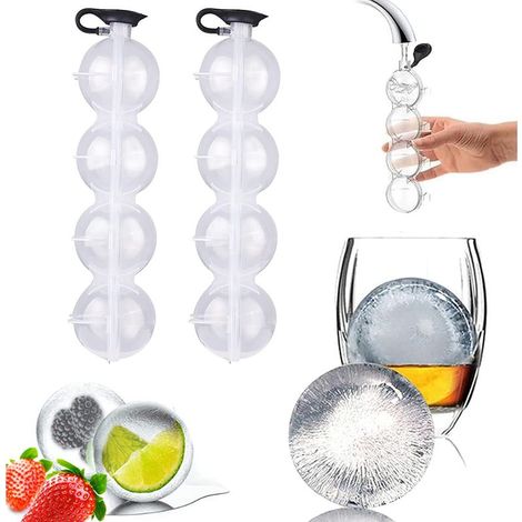 Kugelförmige Eisform – für Whisky und Cocktails – 4 Mulden – Hergestellt aus BPA-freiem, lebensmittelechtem PP – 2 Stück (1/5)