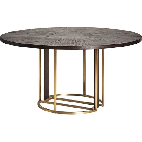 Table de Repas Leira Style Art Déco Dorée - Doré Élégant avec Touches de Noir (1/4)