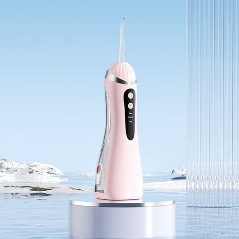 Nettoyeur buccal 4 en 1, étanche IPX7, longue durée de vie de la batterie, portable, irrigation par impulsions haute pression (rose) (1/5)