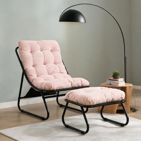 Fauteuil de jardin inclinable avec repose-pieds coussin moelleux (1/5)