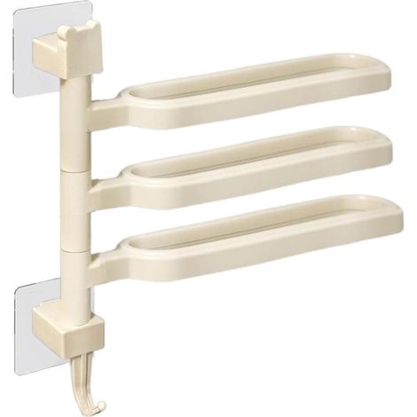 Porte-serviettes sans perçage, modèle de base, rotatif, multi-barres, blanc (1/5)