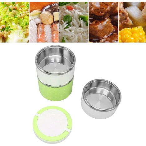 Boîte à lunch isotherme en acier inoxydable, boîte hermétique pour aliments, seau à lunch, boîte bento, cadeau, boîte à lunch portable, verte (1/5)