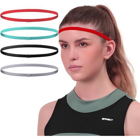 Lot de 4 Bandeau Élastique, Bandeaux de Sport Unisexes, Bandeaux de Sport Mince, Antidérapant Bandeau Sport pour Exercices Sportifs et Football (1/5)