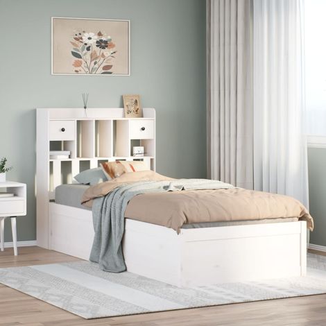 Cadre de lit sans matelas-Structure de lit blanc 75x190 cm bois de pin massif 801476 (1/5)