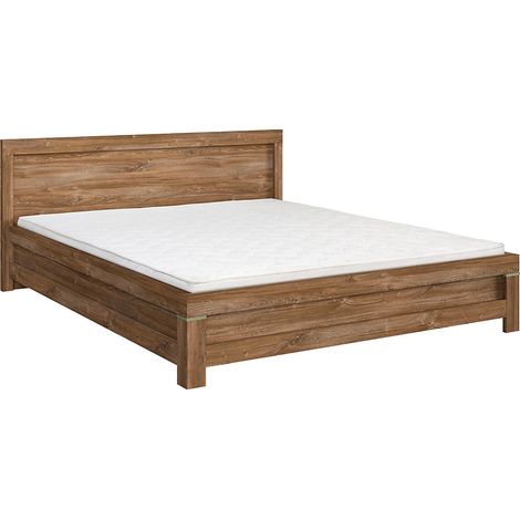 Pegane – Lit double 160x200 avec tiroirs – Chêne stirling – Longueur 206 cm, profondeur 176 cm, hauteur 34-80 cm – Charnières et glissières silencieuses (1/3)